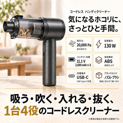 【NO.1獲得】 SHINGAKU SUIRA™ コードレス ハンディクリーナー 20000Pa
