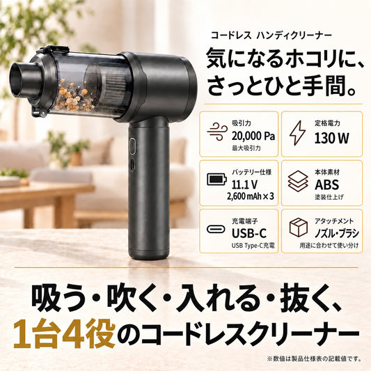 【NO.1獲得】 SHINGAKU SUIRA™ コードレス ハンディクリーナー 20000Pa